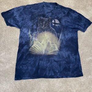 The Mountain Magic Cat Spellbook T-Shirt Size 3XL 2015 Blue Tie Dye Halloween